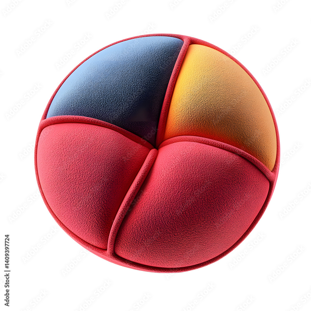 Fototapeta premium Plush geometric shape isolated on white background. 3d design element.