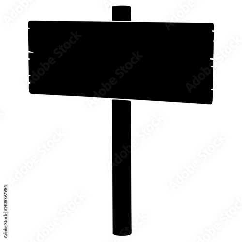 Silhouette of a wooden sign on a post vector