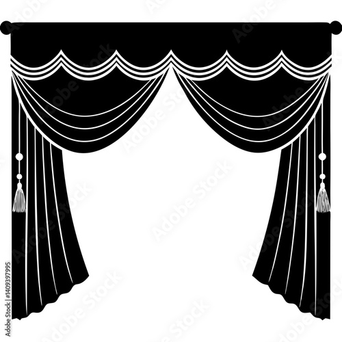 Elegant black and white curtain silhouette