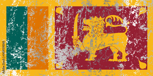 Sri Lanka flag with grunge effect.