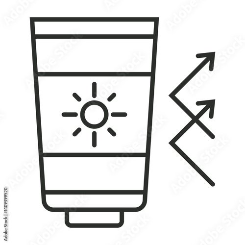 Sun protection outline icon, editable vector illustration and transparent graphic element. Isolated on white background