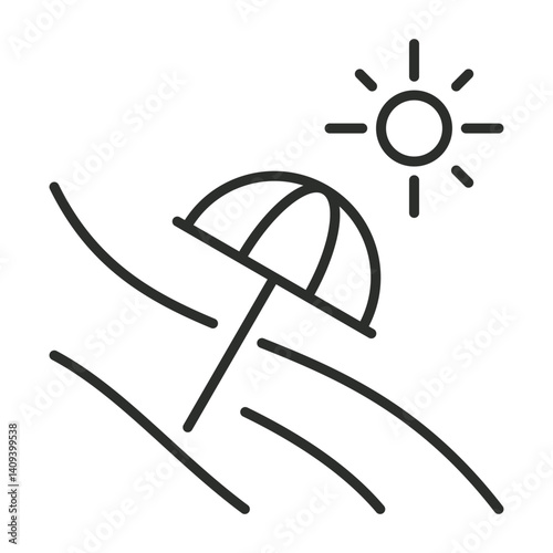 Sun protection outline icon, editable vector illustration and transparent graphic element. Isolated on white background