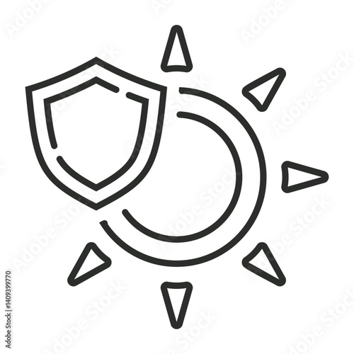 Sun protection outline icon, editable vector illustration and transparent graphic element. Isolated on white background