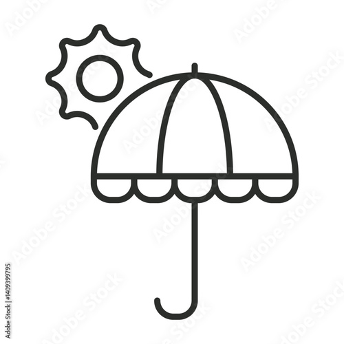 Sun protection outline icon, editable vector illustration and transparent graphic element. Isolated on white background