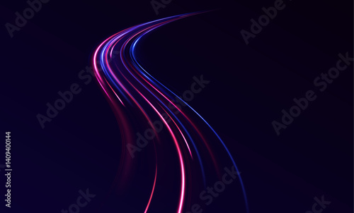 Concept of business leadership with hi-tech warp speed and wormhole design. Energy flow tunnels and shining round frames emphasize innovation.