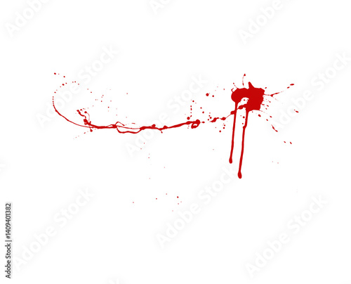  Curved Blood Spray with Fine Droplets and Artistic Smudge