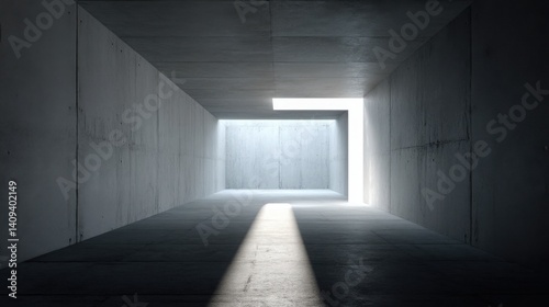Desolate long dark hallway evoking feelings of mystery and intrigue with shadows and dim lighting creating tension