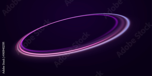 Light circles move in a smooth vortex. Glitter trails sparkle with magic and speed. A luminous spiral fills the dark space.