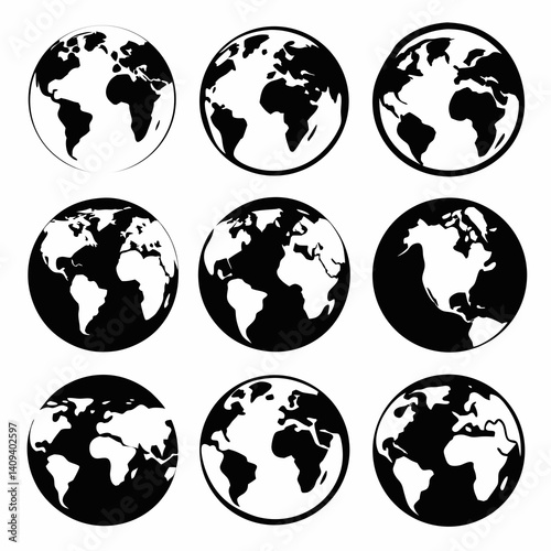 vector globes on white