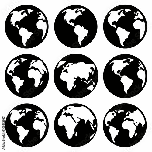 vector globes on white