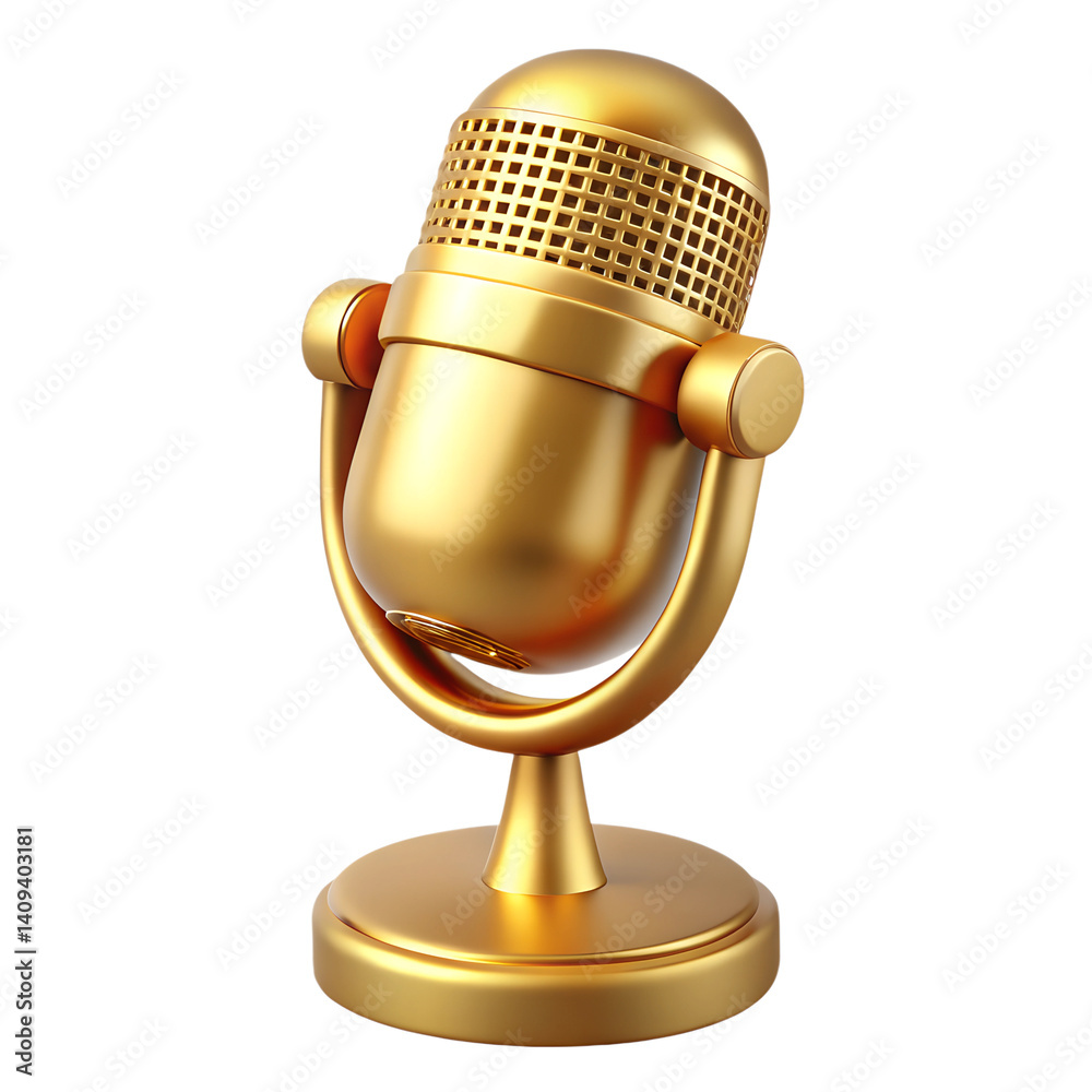 Golden retro microphone Golden retro microphone
