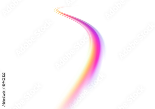 Expressway and vehicle headlights effect vivid speed motion and glowing light trails, cyberpunk-inspired data acceleration background with bright waves and vortex for PNG graphic design.