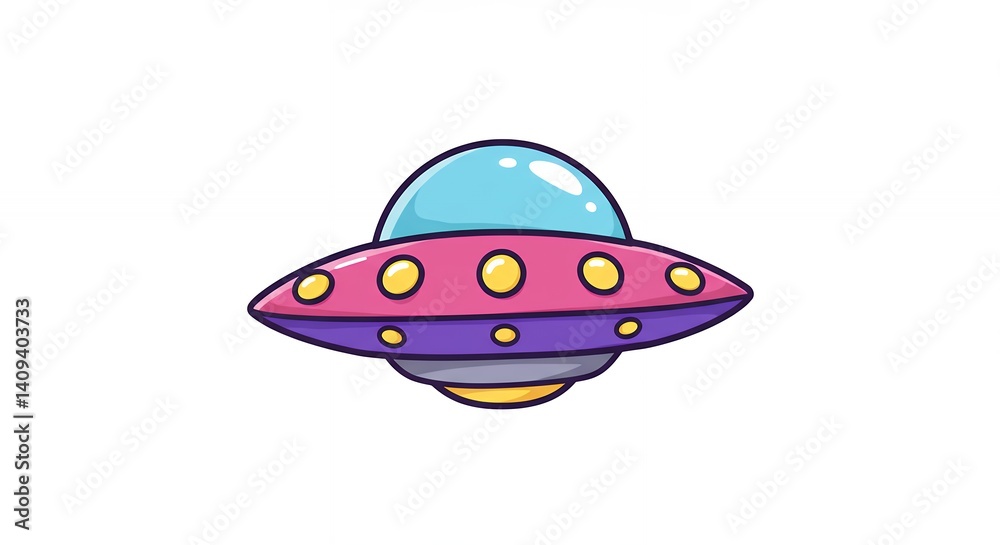 Fototapeta premium Cartoon flying saucer illustration educational illustration