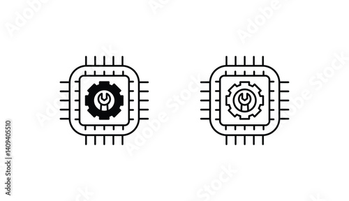 Processor Repair icon design with white background stock illustration