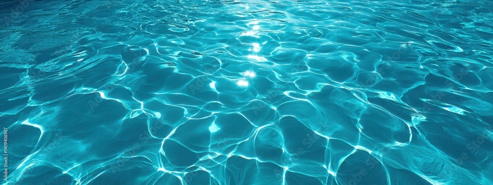 Obraz premium The tranquil surface of water displays beautiful blue ripples illuminated by sunlight. This peaceful backdrop captures a sense of calmness ideal for meditation or relaxation