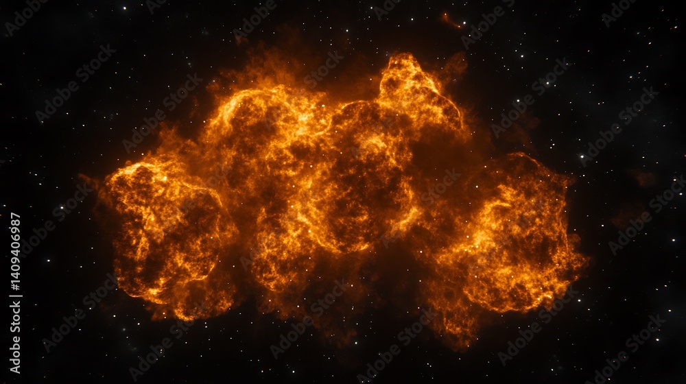 Obraz premium Fiery cosmic nebulae cluster in space.