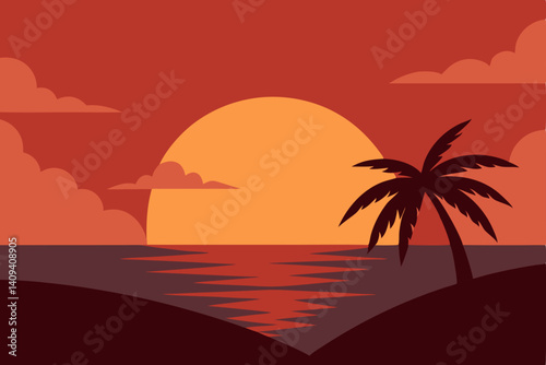 sunset on tropical beach