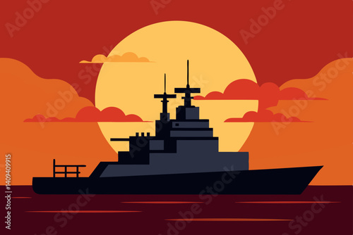ship at sunset