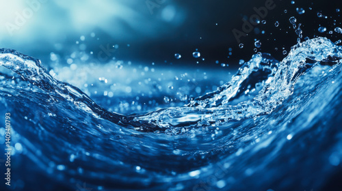 Obraz na płótnie Dynamic splashes of water create mesmerizing patterns in a vibrant blue environment w salonie