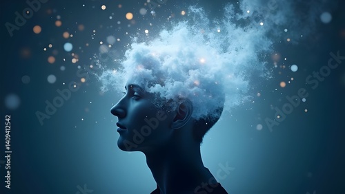 man in a blue background