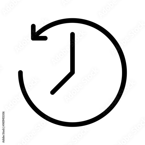 History Clock Icon Arrow Time Rotation Black Line Vector Illustration