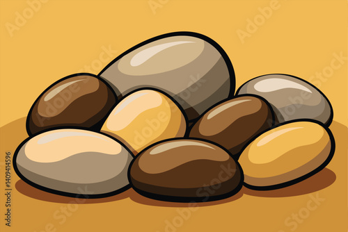 Illustration of a pile of pebbles on a yellow background