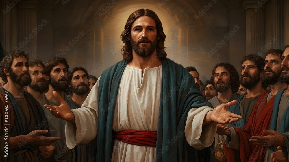 Naklejka premium Jesus Christ Preaching to His Disciples