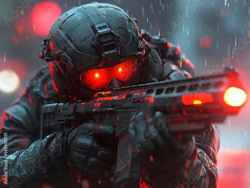 SWAT Team Member in Rainy City