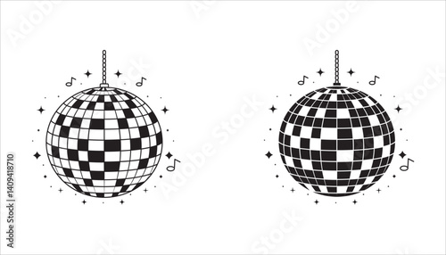 Disco ball icon with stars, disco ball sign. For your website, logo, app, UI design. Vector illustration, isolated on white background.