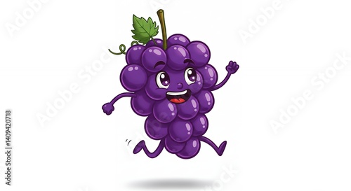 Cartoon grapes running illustration