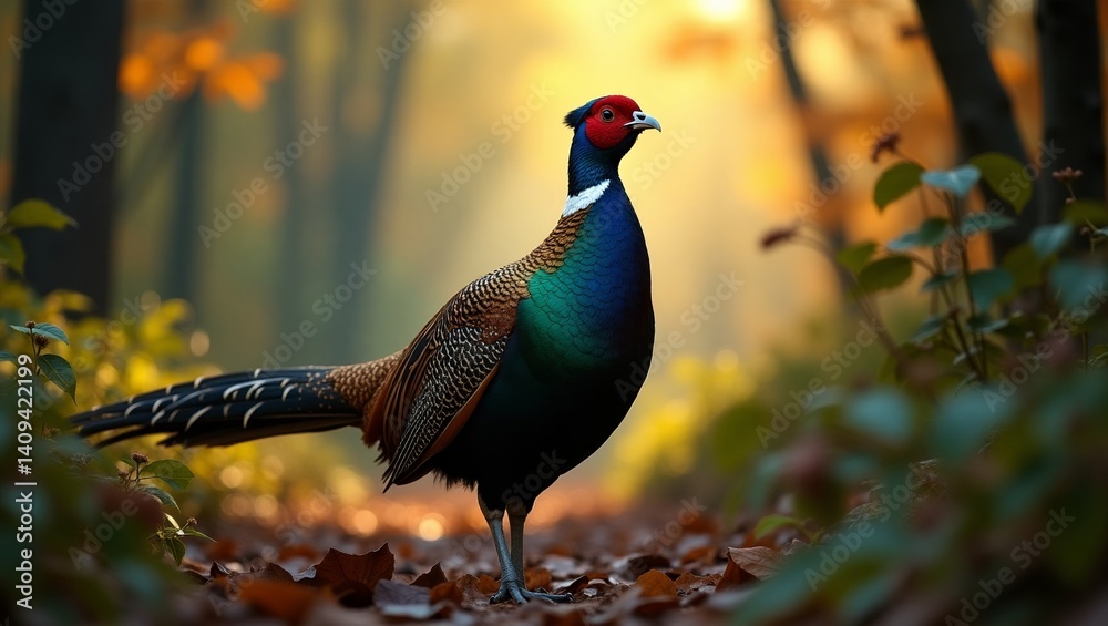 Obraz premium Stunning Pheasant in Autumn Forest