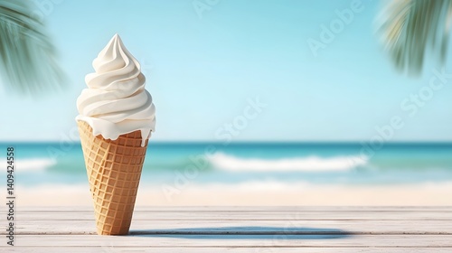 Soft serve ice cream on a picturesque beach