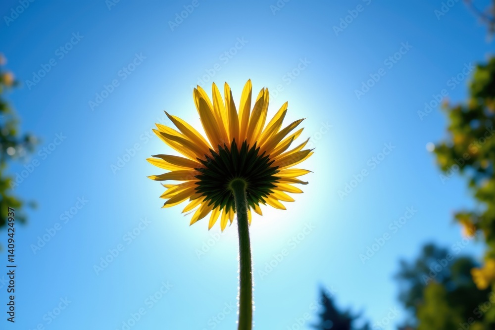 Obraz premium Bright flower silhouette against a blue sky backdrop