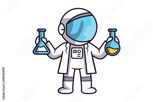 Astronaut Characters Studying Science Experiments