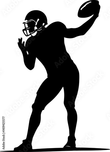American Football Quarterback Silhouette in Action