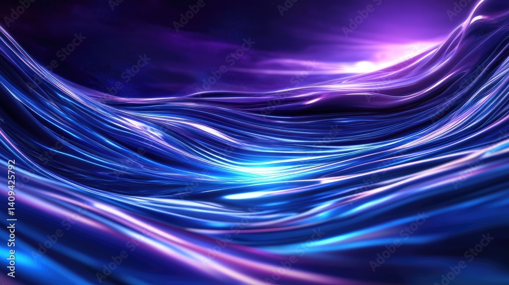 Abstract flowing waves of light in vibrant purple and blue tones Abstract flowing waves of light in vibrant purple and blue tones