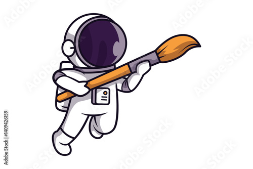 Astronaut Character Holding a Paintbrush