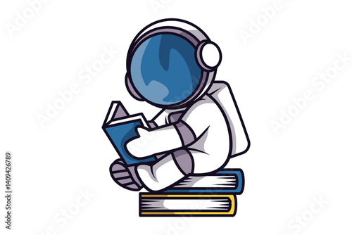 Astronaut Character Reading a Book