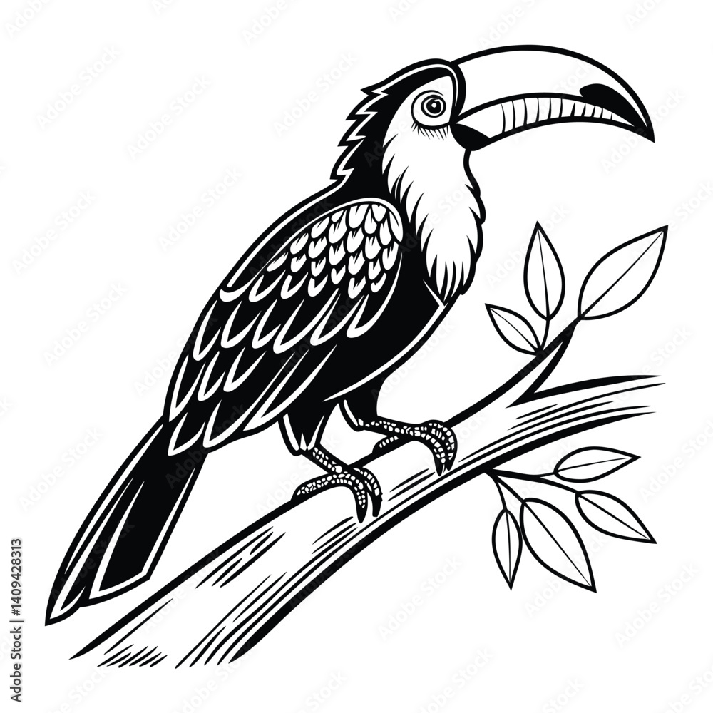 Obraz premium Toucan bird silhouette on a white background