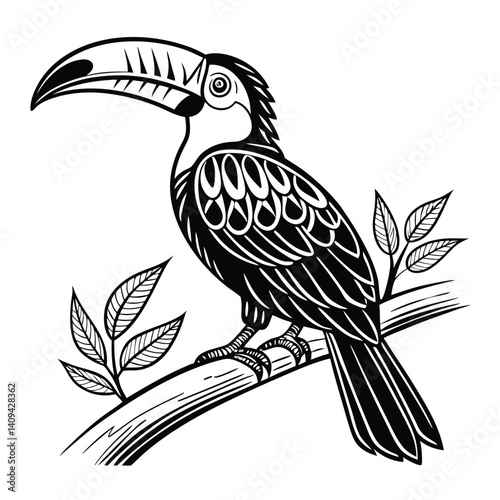 Toucan bird silhouette on a white background