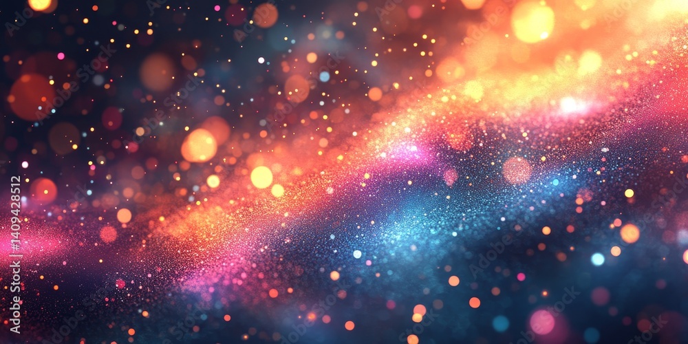 Fototapeta premium Abstract Sparkling Background With Light Particles, Color Transitions, And Bokeh Lights