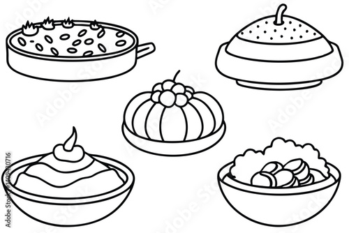 ratatouille vibrant colorful vegetables in simple line art