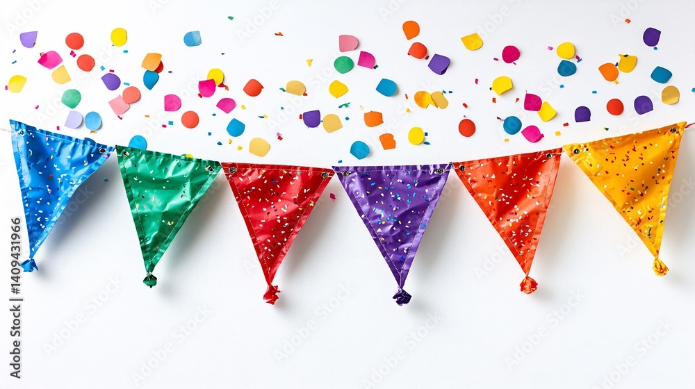 Obraz premium Colorful party bunting with confetti