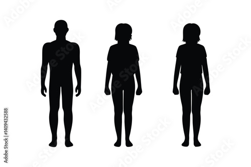 Human Silhouette Set: Standing Figures in Various Builds