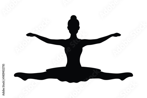 Ballet Dancer Silhouette: Dynamic Leap in Classical Style