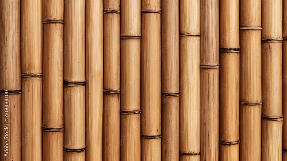 Fototapeta premium Bamboo texture background with parallel wooden stems