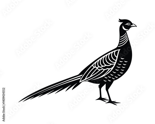 Pheasant silhouette isolated on a white background