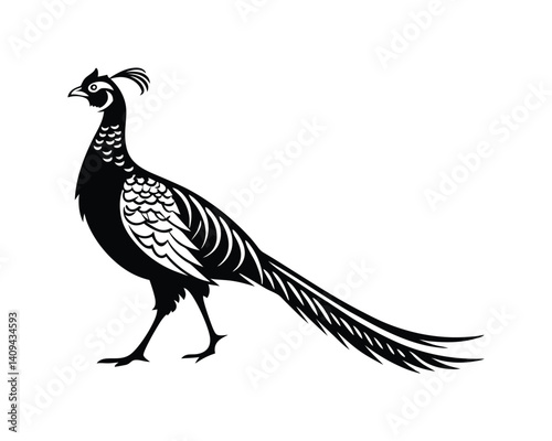 Pheasant silhouette isolated on a white background