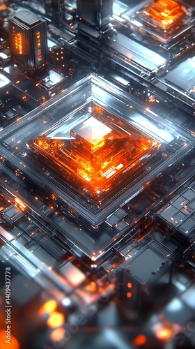 Futuristic Circuitry, Geometric Design, Abstract Art