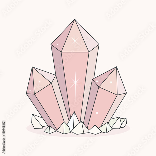 Violet crystals Long with sharp peaks low with flat Vector illustration